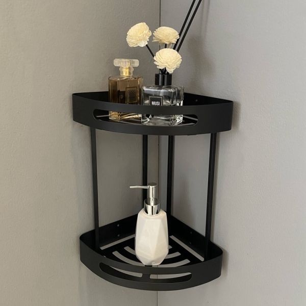 Support en acier de Two Tier Stainless de chariot de douche d'étagère de coin de