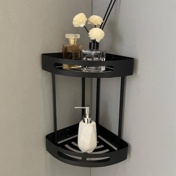 Wall Installation Bathroom Corner Shelf Shower Caddy Two Tier Stainless Steel Rack