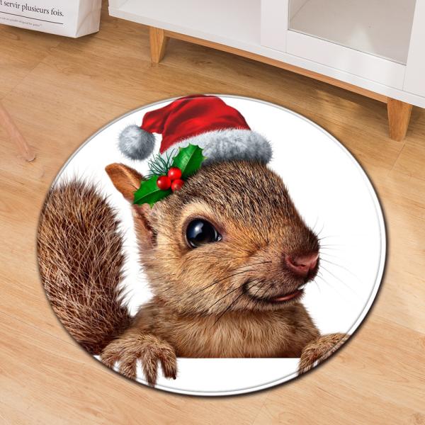 esteira vermelha do escritório de Santa Claus Elk Christmas Festive Floor Mat Anti SlipCircular do círculo de 80cm