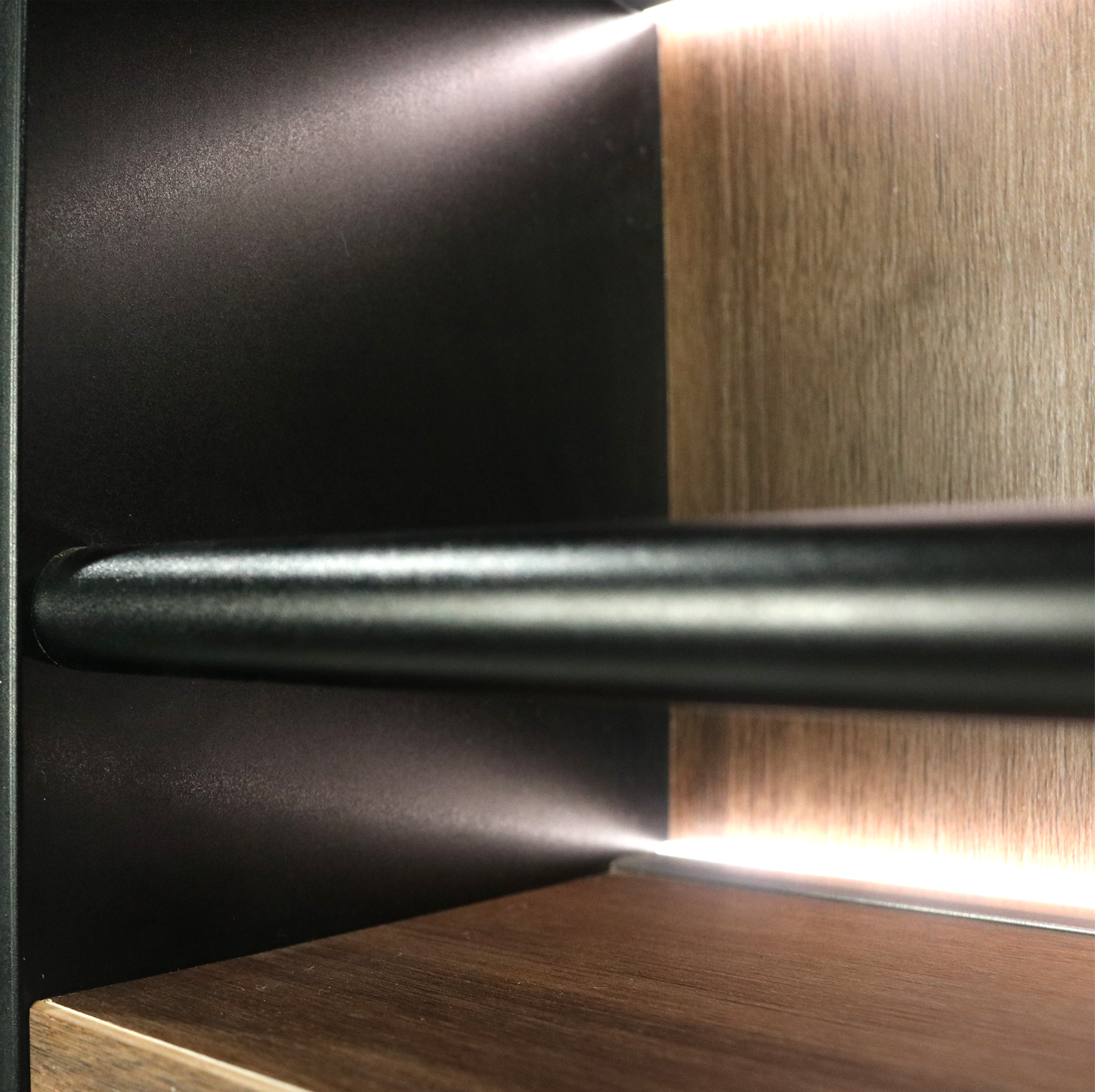 Italian Luxury Modern Kitchen Cabinet with LED Light MDF Storage Shelf Spice Rack Wooden Aluminum Panel