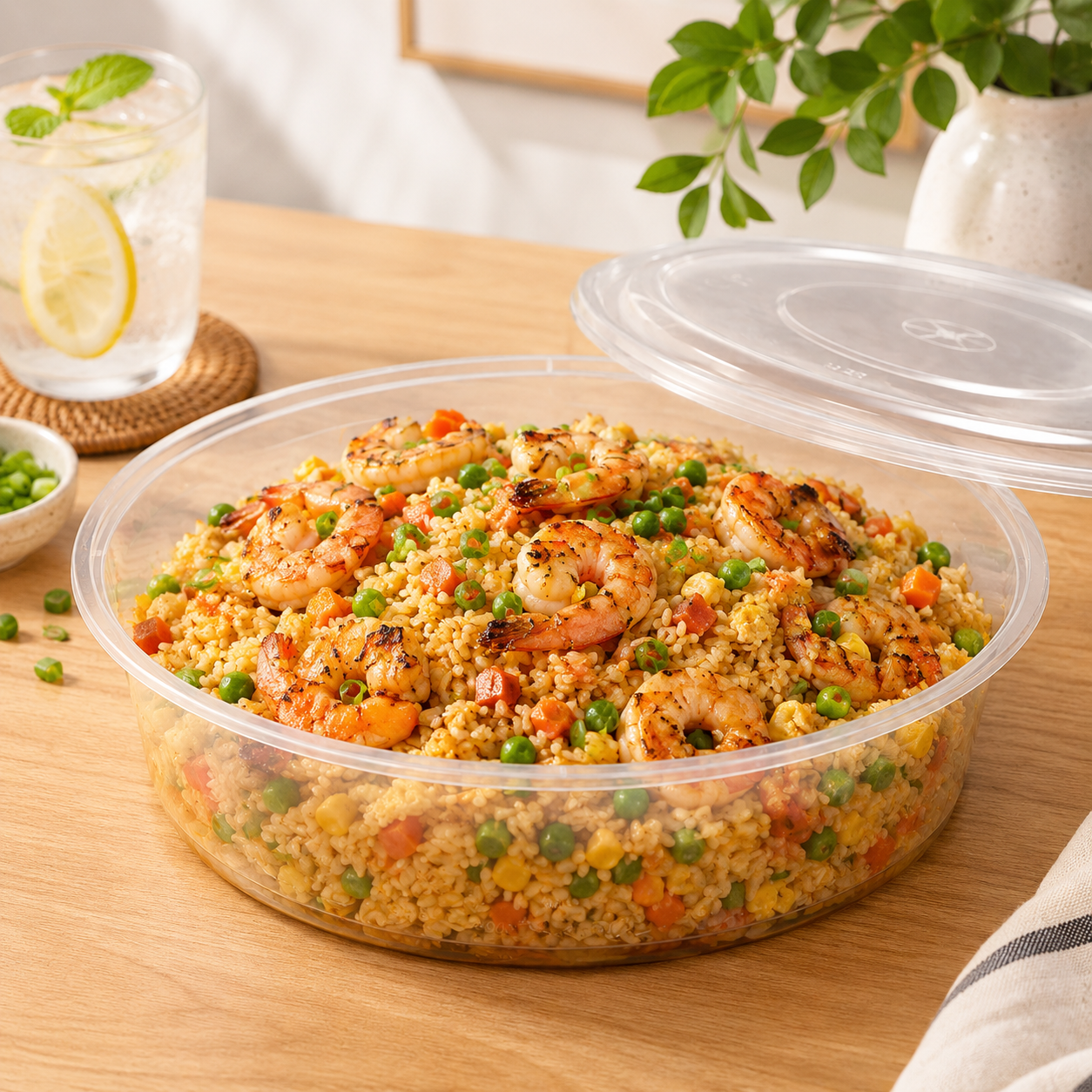 Extra Thick PP Large Catering Bowl Disposable 3000ml with Fitted Lid