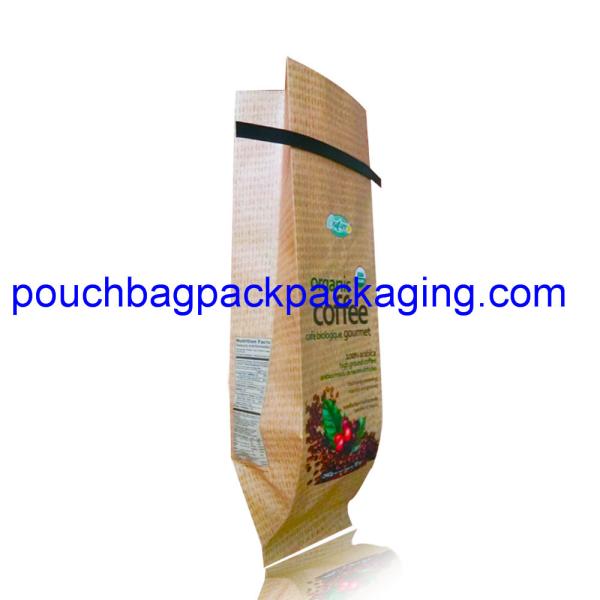 Kraft aluminium foil bag pack for coffee packaging with tin line