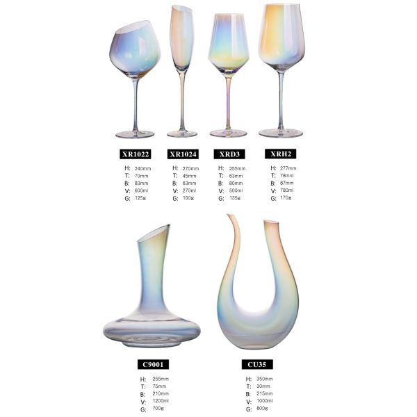 Гальванизировать бокал радуги, прозрачный бургундский набор графинчика бокала