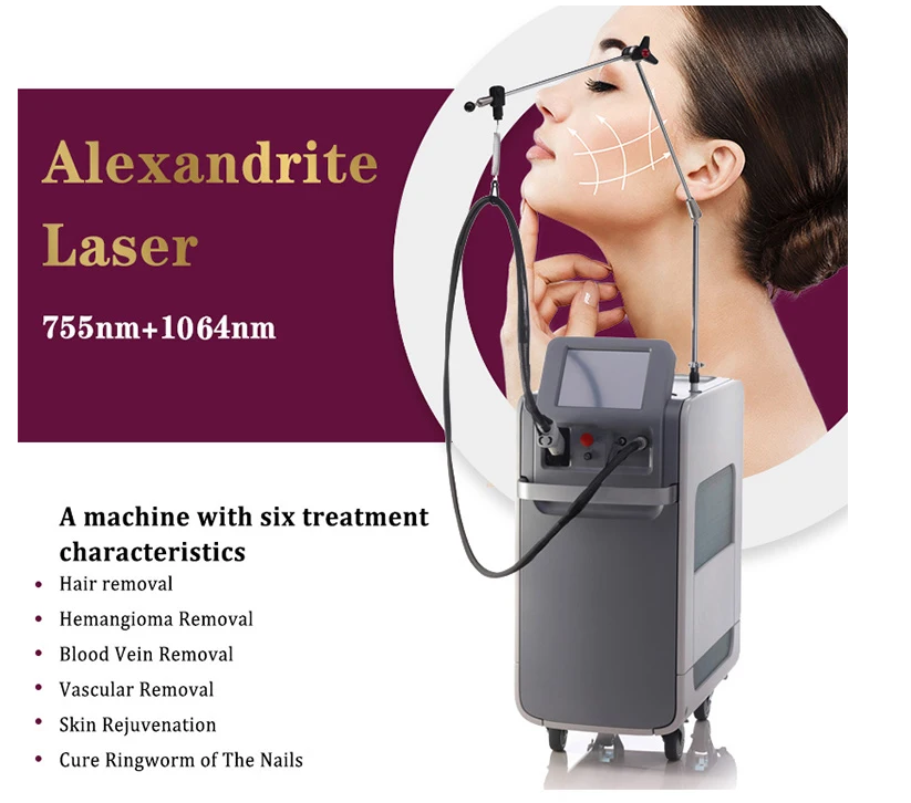 Máquina de depilación por láser de alejandrita de 755nm