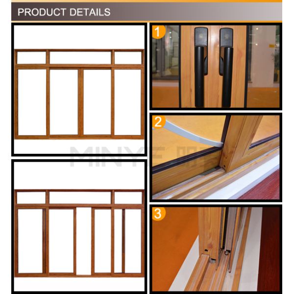 Push and Pull Opening Method Aluminum Glass Sliding Door in Customized Color with Grill
