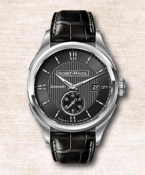 Stainless Steel Mechanical Automatic Watch With Genuine Leather