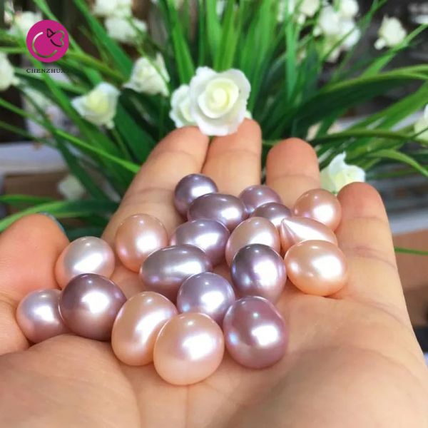 Half Drilled Real Drop Shape Freshwater Pearl High Quality Flawless Rice Shape Natural Loose Pearl