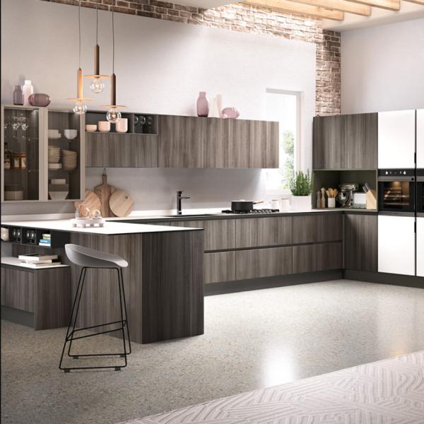 armários de cozinha de madeira do MDF da membrana da noz de 18mm para a mobília da cozinha