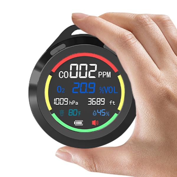 Alarma portátil de monóxido de carbono (CO) PT08 | Rango de presión de aire de 300-1100 hPa, sensor electroquímico con alerta sonora-luminosa para el hogar/garaje/RV