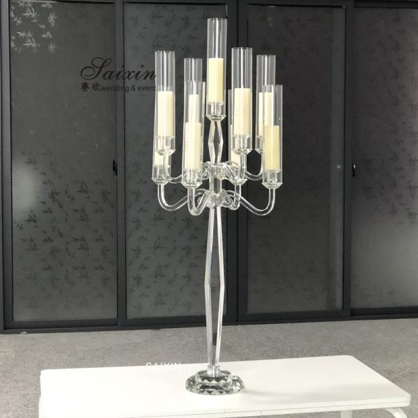 9 bougies cristallines Candelabre Pièces du centre de table Décoration 120cm