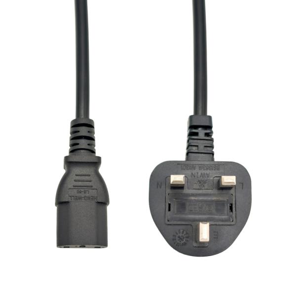 卸売電源ケーブル 13A 250V UKプラグケーブル 拡張ケーブル 電源ケーブル IEC C13 から BS1363 3 フィート 電源ケーブル