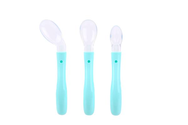 Food grade BPA free toddler training feeding soft tip silicone kids baby spoon baby tablewaree
