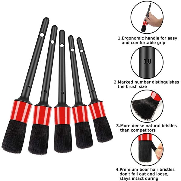 Microfibers 9 Sizes Detailing Cleaning Brush Car Care Perfect