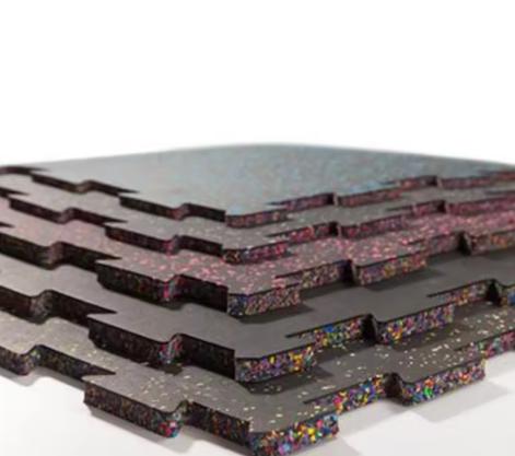 Losetas entrelazadas de goma para suelo de gimnasio de 1000x1000 mm, absorción de impactos