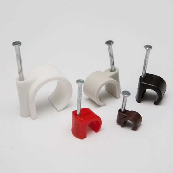 Electrical Wiring Accessories Flat Nail Clips PE Material Round Plastic Wall Cable Wire Clip