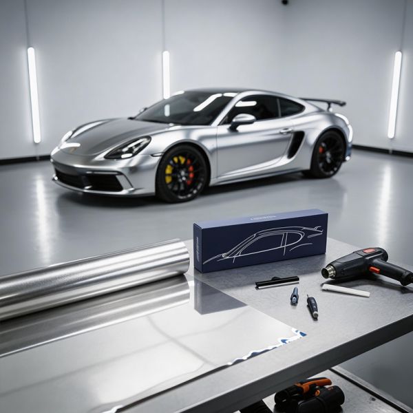 Liquid Metallic Silver Vinyl Wrap Self Healing Gloss Metallic Car Wrap Flexible For Full Vehicle Wrap
