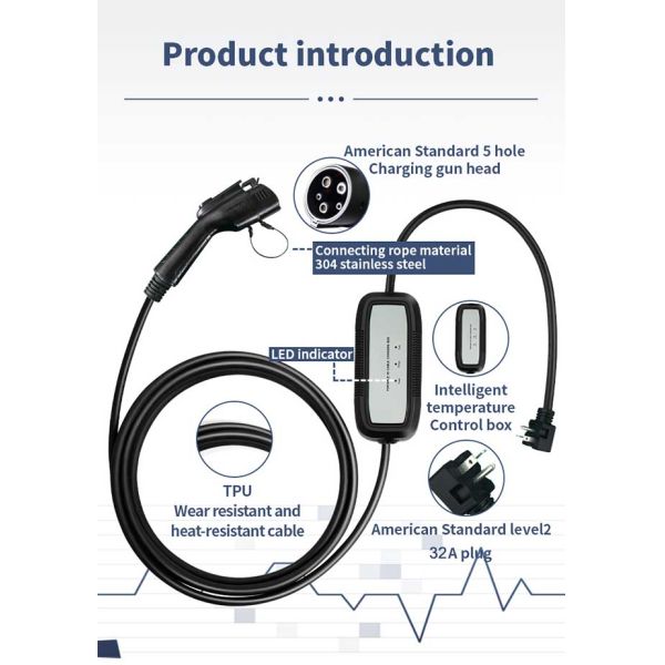 CCS1 Type1 Portable EV Charger 7kw 32a Chargers IP67 Protection