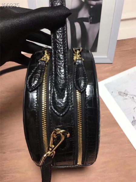 Authentic Crocodile Belly Skin Women Small Circular Purse Genuine Alligator Leather Lady Mini Handbag Cross Shoulder Bag