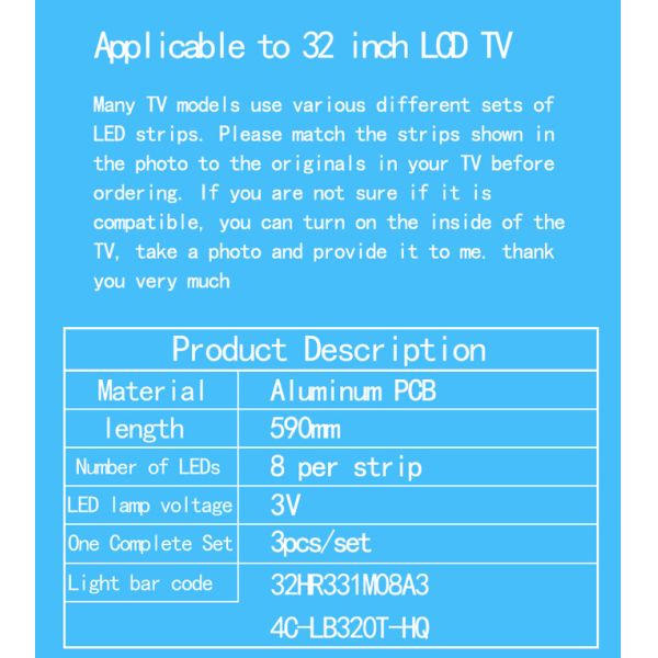 Y32A480G B32A380 TCL Tv Backlight Immersion 32HR331M08A3 V2 4C-LB320T-ZM4