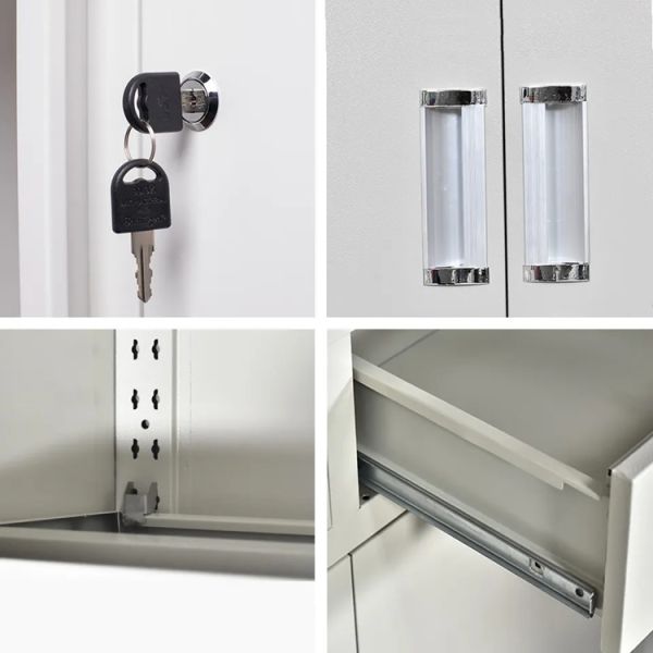 Легкая сборка офисных шкафов с замками и стеклянными дверями