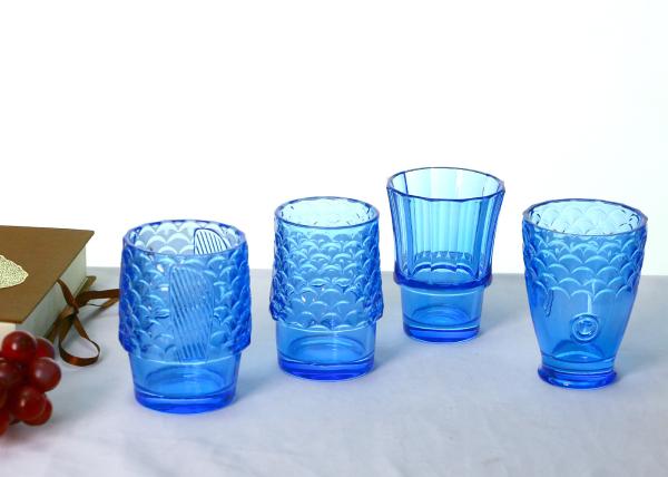 Cobalt Blue Colored Whisky Glasses , BPA Free Holiday Drinking Glasses Fish Shape