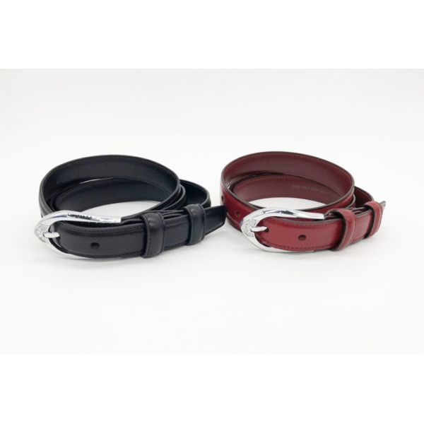 Genuine Leather Rhinestone Buckle Belt , Soft Leather Belt 2.4cm Width