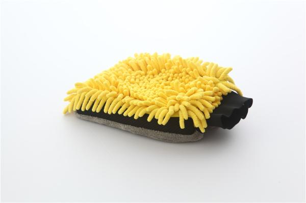 yellow/grey color microfiber plush chenille car cleaning detailing house cleaning wash mitts/gloves