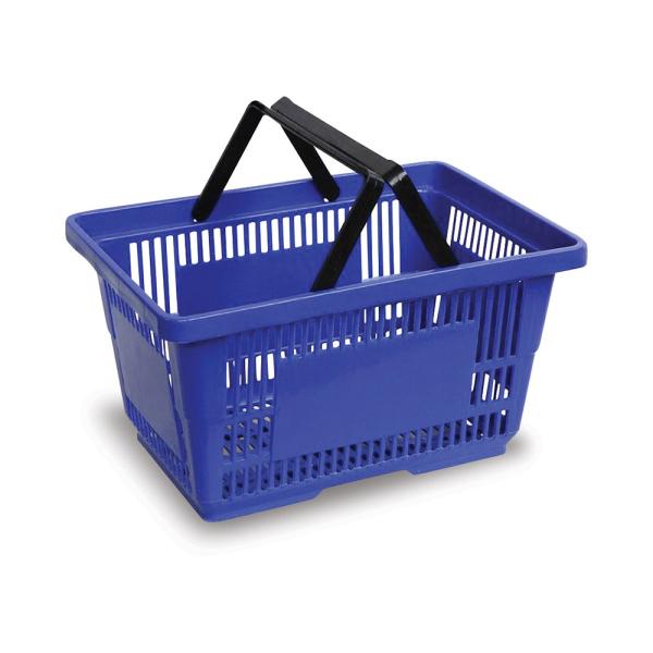 Da cesta plástica do supermercado do CE 25L cesta plástica azul vermelha de compra do mantimento