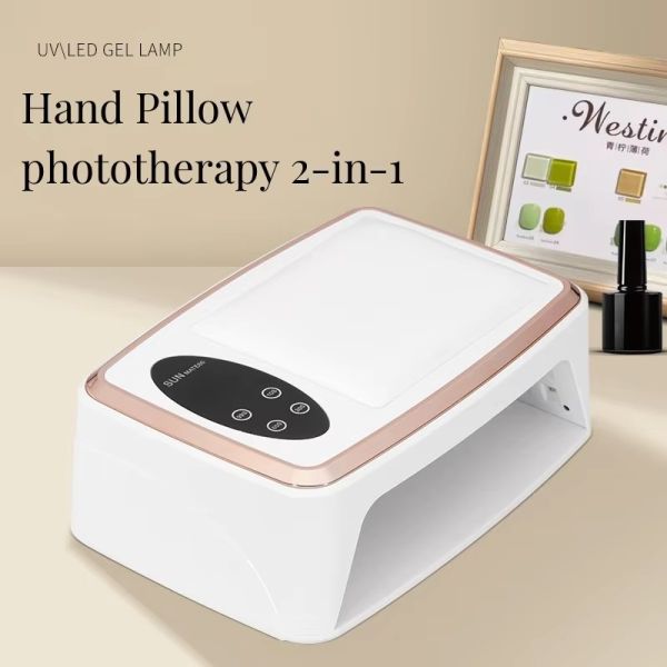 2-in-1 Hand Pillow UV LED Nail Lamp with 90 PCS Light Beads and 380W High Power for Salon and Home Use