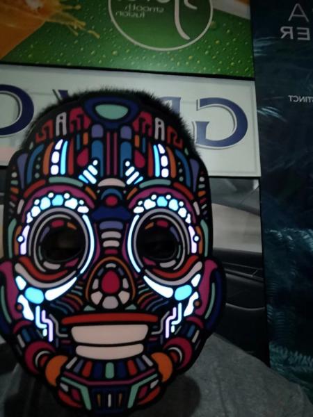 2019 New design Music- activated  LED mask for festival Parties Light up Makeup Dance Mask special  Christmas gift