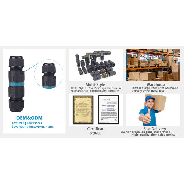 DREAM START Outdoor 2P/3P Male and Female Plug-in Snap Lock Quick Connect Screw Type IP68 Waterproof Connector