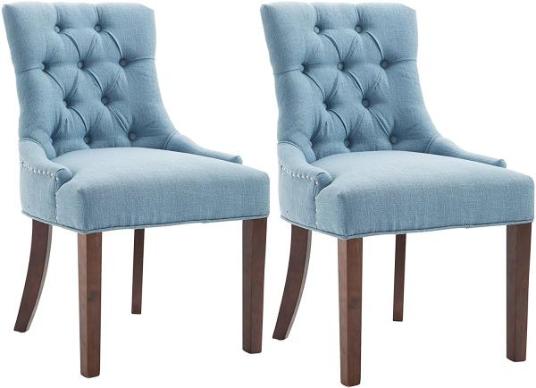 Upholstered Fabric High Back Fabric Dining Chairs With Nailhead OEM Available