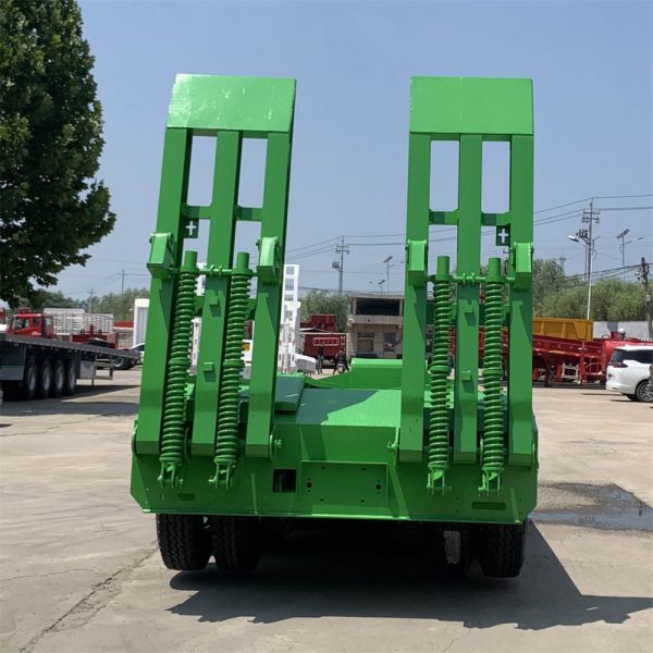 3-Axle 60t Dump Semi-Trailer with Hydraulic Ramp Low Bed Trailer and 4/5/6mm Thick Grid Plate
