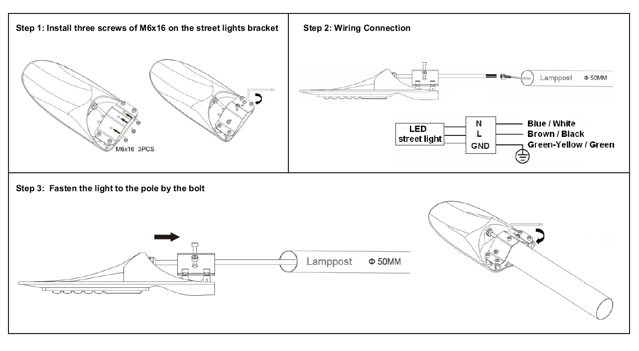 Handy Size High Lumen 10w 20w 30w LED Street Light Easy Installation