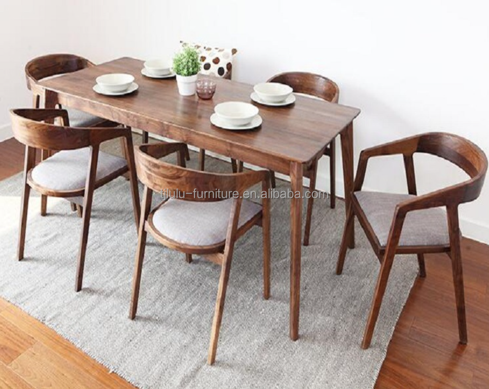 Silla de madera natural/de nuez moderna, sencilla para el hogar, comedor, bar, silla de cuero de PU para la venta