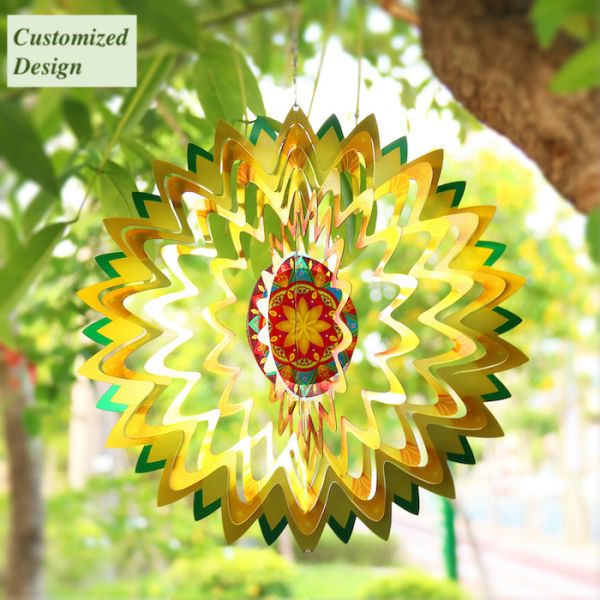 Estilo nórdico criativo do girador de aço inoxidável brilhante do vento do jardim da flor