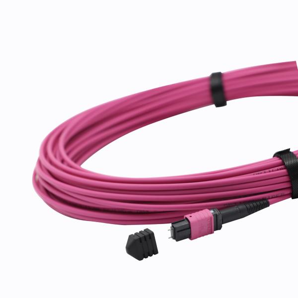 Multimode 12F MPO MTP Patch Cord 50/125μm Om4 Fiber Optic Cables For Telecom