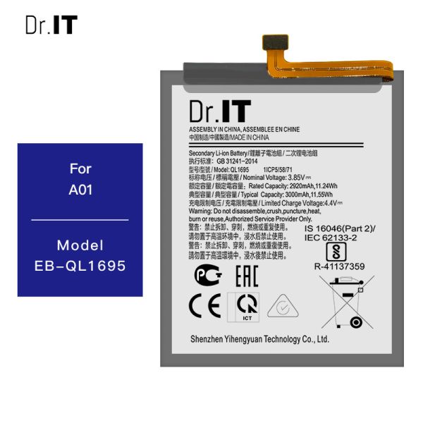 A01 A11 QL1695 Samsung Phone Batteries 3000mAh Current Protection