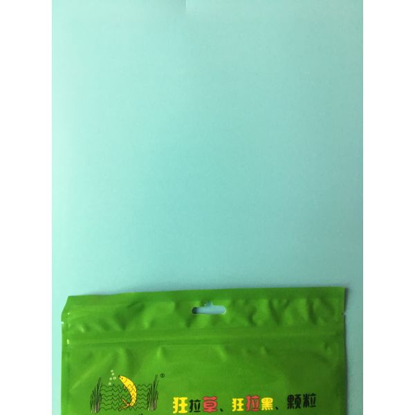 Custom Printed Green 3 Sided Sealed Composite Fish Bag With Transparent Window In Front