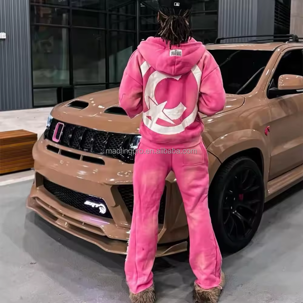 Flared Mens Sweatpants Black Oversized Cut Raw Hem Acid Wash Sunfaded Embroidery Patch