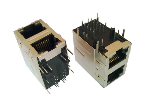 2x1 Dual RJ45 Jack 6u Gold Plated AC 1500Vrms 50Hz Withstand Voltage