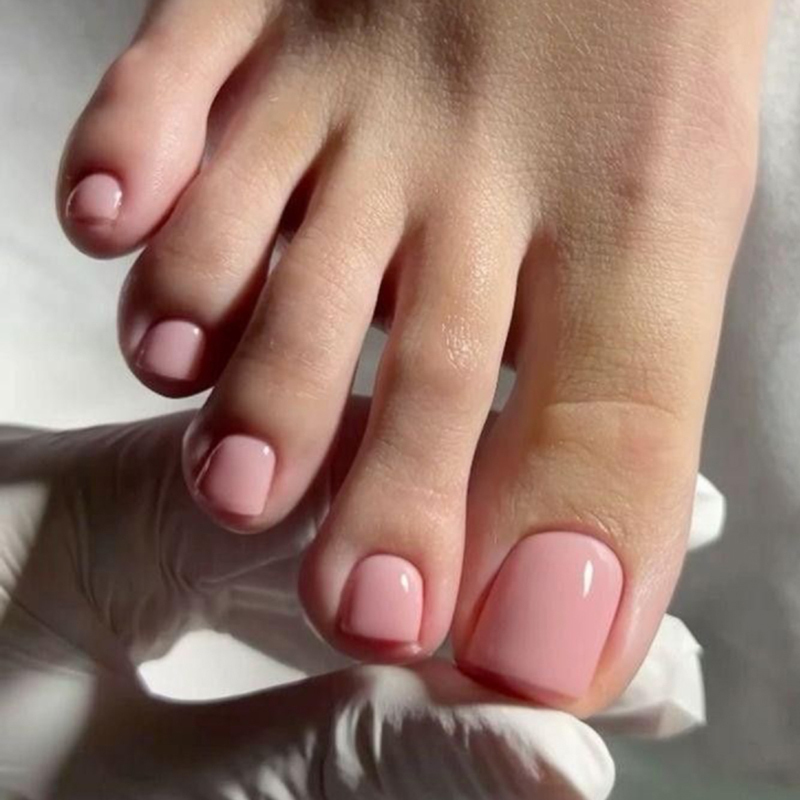 Solid Pink Toenails Private Label Square French Pink Toe Nails