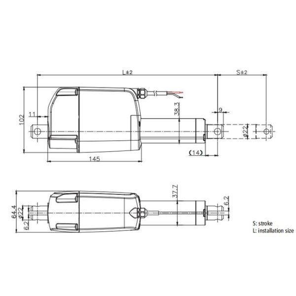 Actuador eléctrico impermeable 2500N Impulsado 12V ~ 24V Sistema posicional de control remoto de CC