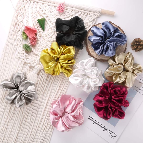 60 Pack Oversize 3.5cm Satin Silk Scrunchies Luxury Plain Dyed