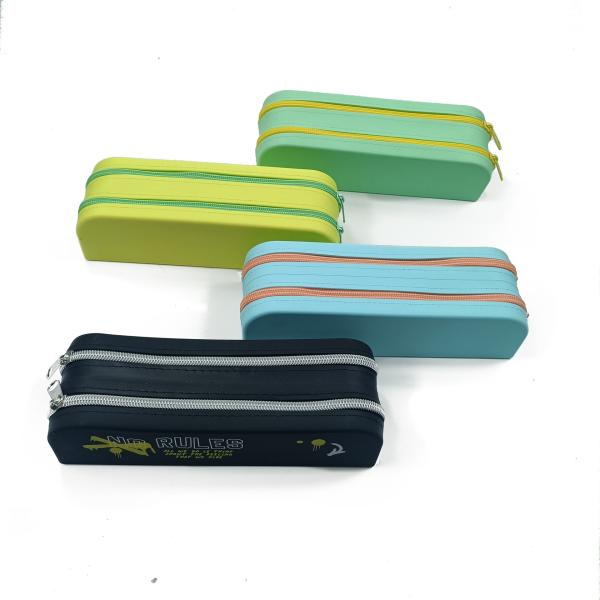 Sac à crayon étanche en silicone coloré non toxique pour fournitures de bureau et scolaires