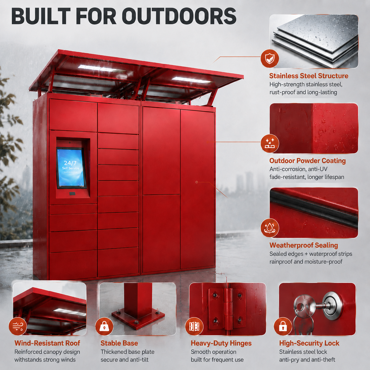 Heavy Duty Smart Parcel Locker with Android OS and Cloud-based Remote Management for Factory Workers