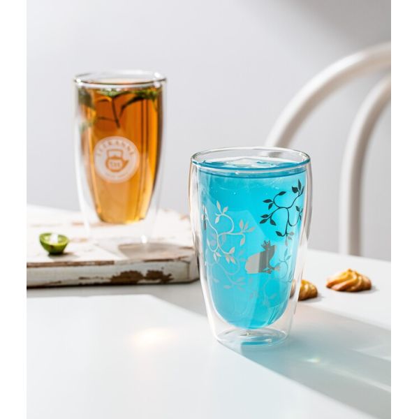 12 Ounce Double Wall Drinking Glass 340ml Borosilicate Glass Insulated Tumbler