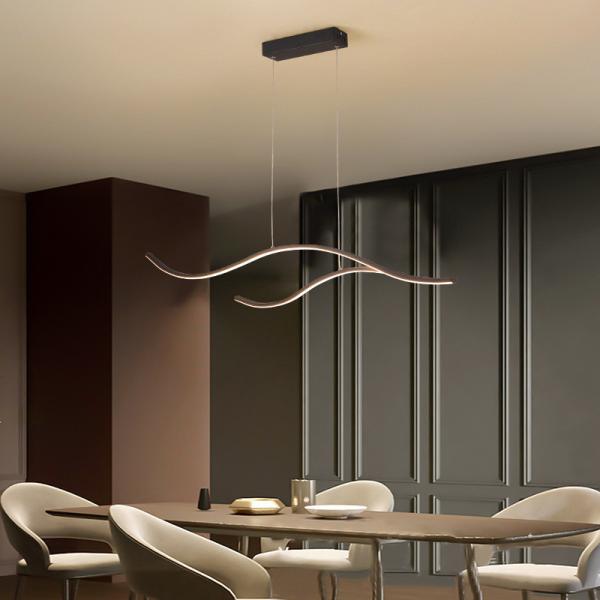 Modern Minimalist Creative Linear Long Strip Dining Room Chandelier For Restaurant