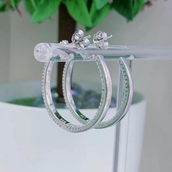 Diamond Moissanite Sterling Silver Small Hoop Earrings ODM