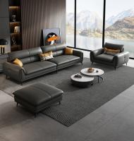 Mobília luxuosa Grey Italian Style Leather Sofa da sala de visitas do retângulo 3.4x0.95m